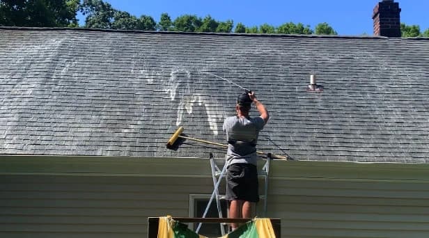 Before and after results of roof washing by Garfield Heights Power Washing in Garfield Heights