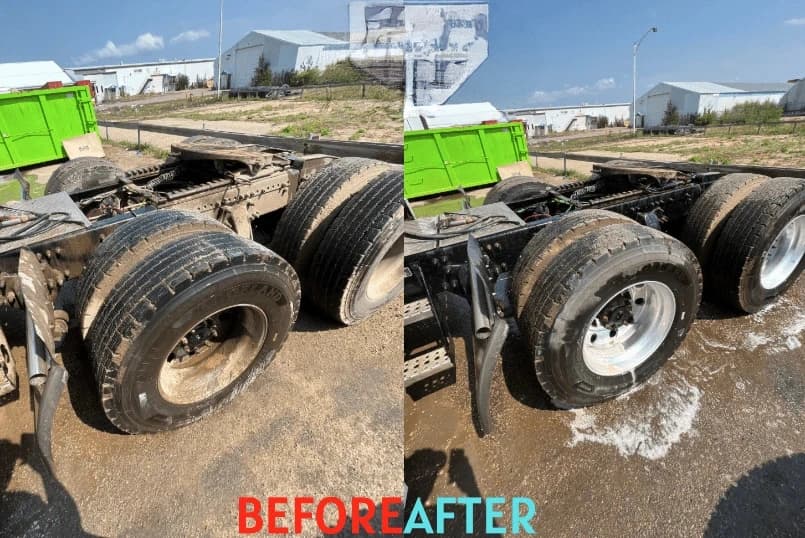 Garfield Heights Power Washing team cleaning commercial fleet vehicles in Garfield Heights